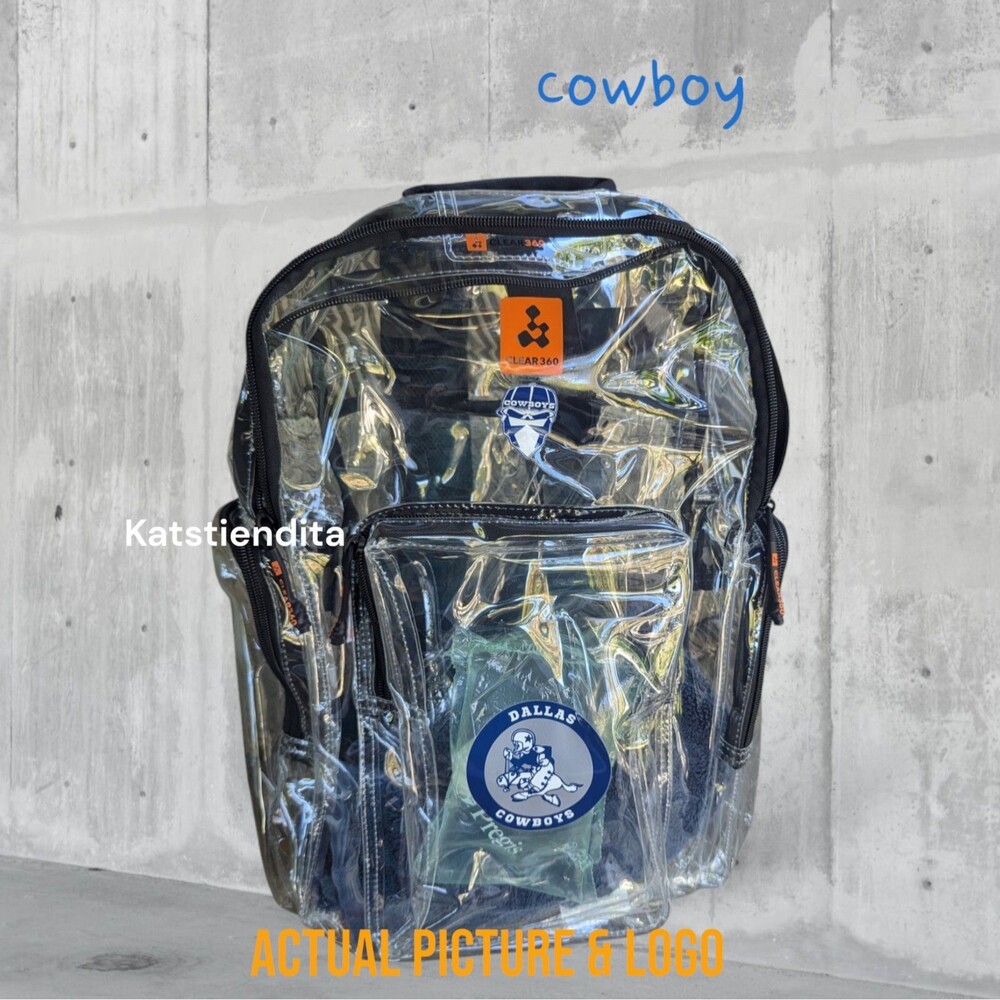 COWBOY FANS LARGE HEAVYDUTY CLEAR BACKPACK .5MM Transparent PVC School Sports